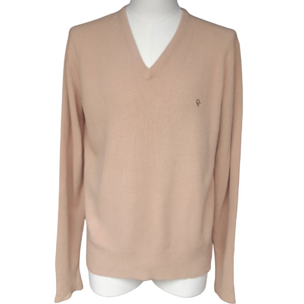 Vintage Christian Dior Monsieur SZ L V-Neck Tan Long Sleeve Sweater Men’s